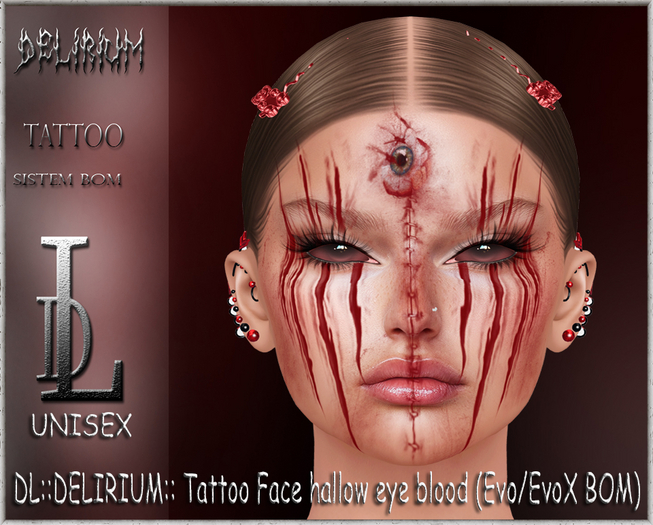 Second Life Marketplace DLDELIRIUM Tattoo Face hallow eye blood